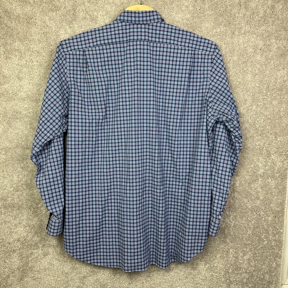 Polo Ralph‎ Lauren Performance Shirt Men 3XLT Tall Blue Check Long Sleeve Preppy